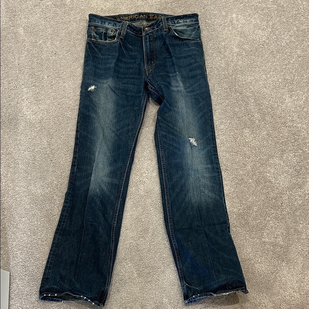 American Eagle Outfitters Men's Dark Blue Bootcut Jeans